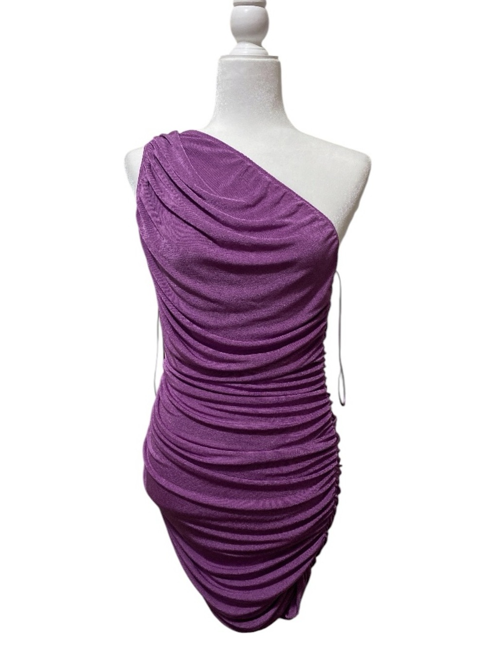 Lioness Princess Polly One Shoulder Purple Scrunching Dress